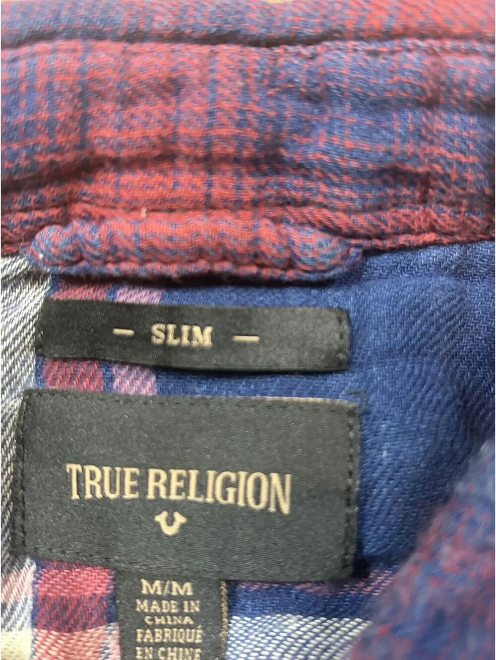 True Relgion Slim red and blue flannel Medium